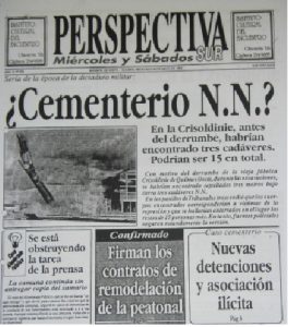 Tapa del diario Perspectiva Sur, 20 de mayo de 1992